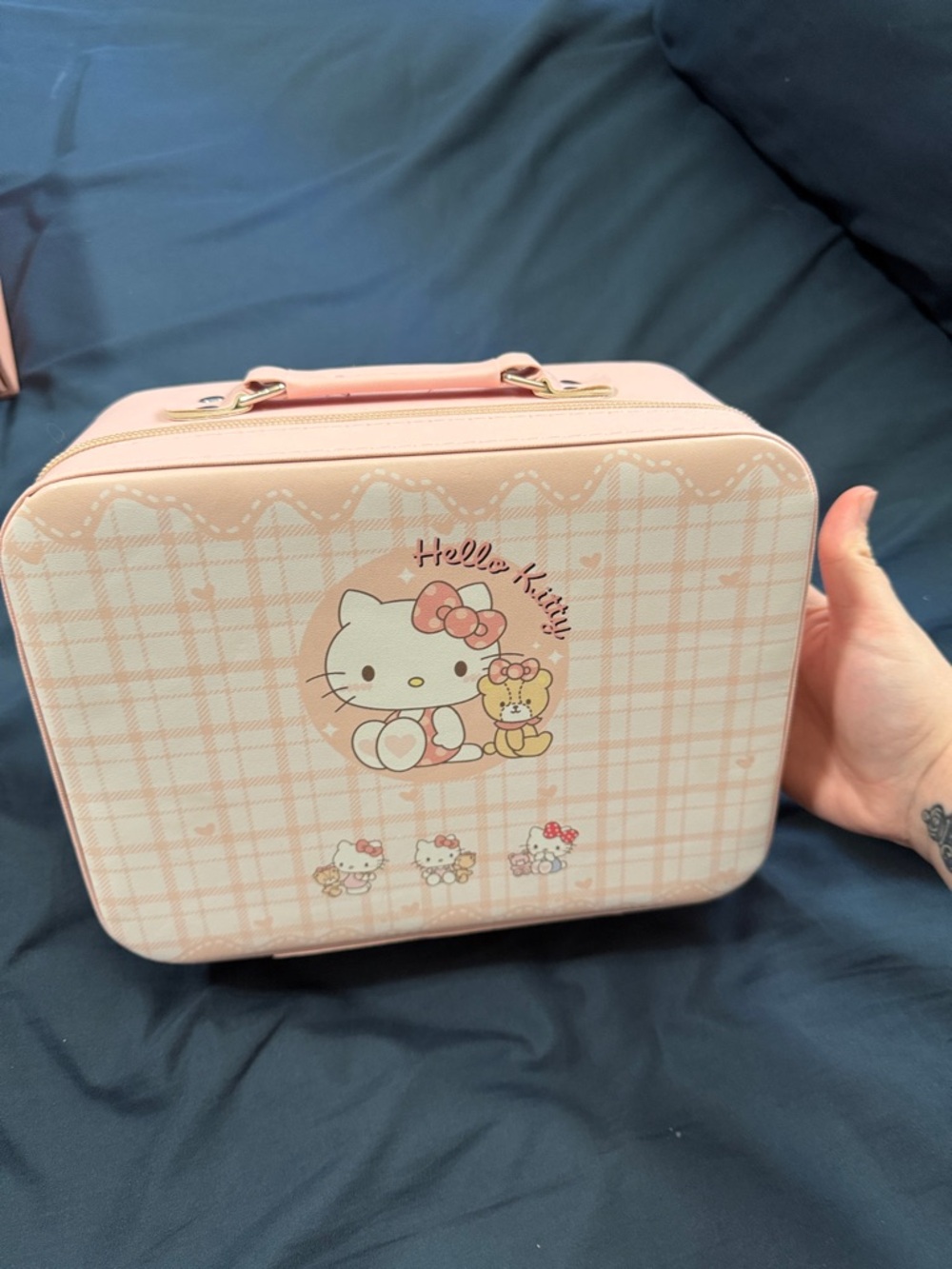 Hello Kitty Pink Plaid Mini Suitcase/ Cosmetic Case